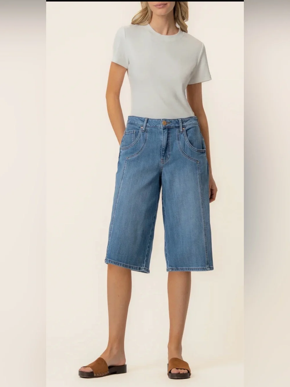 NWT KUT Mandy Bermuda denim long shorts sz 8